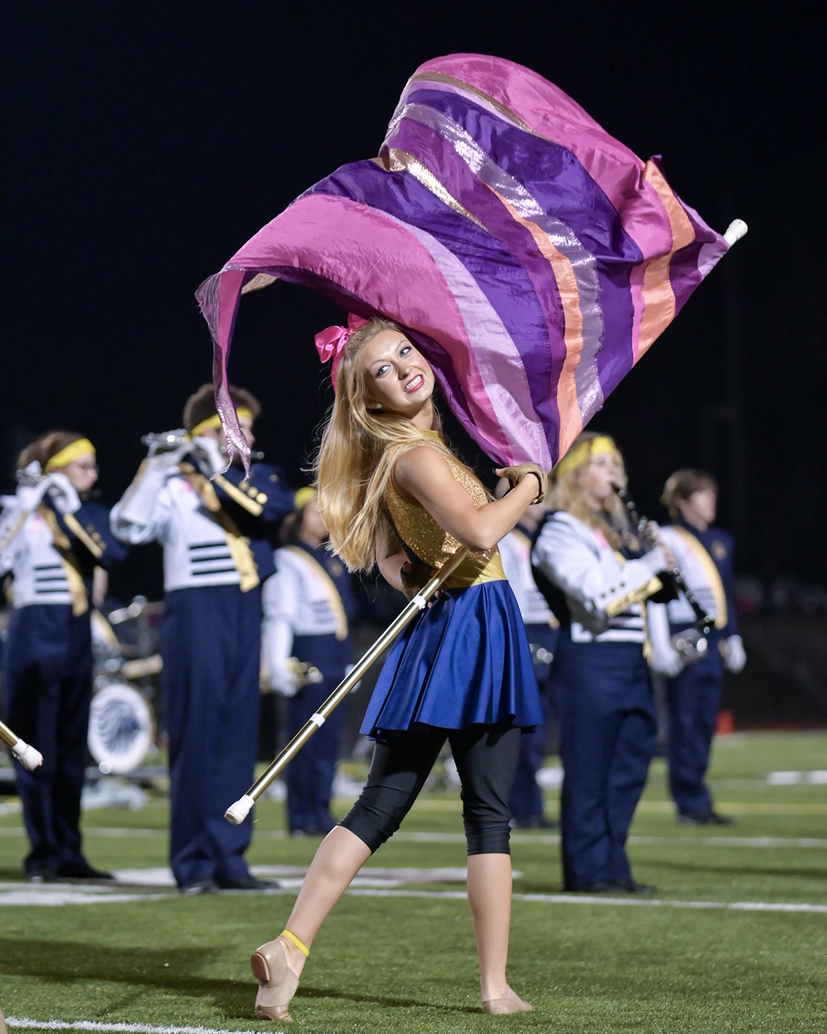 Young woman holding flag