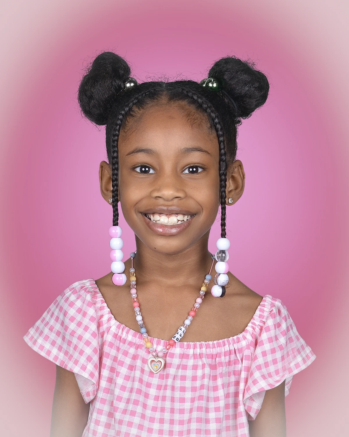 Portrait of girl on pink background